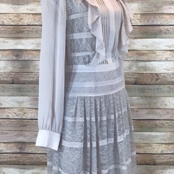 NWT $348 BCBG MaxAzria Womens Size 8 Kadee Long Sleeve Lace Dress in Rose Mist - Picture 7 of 12